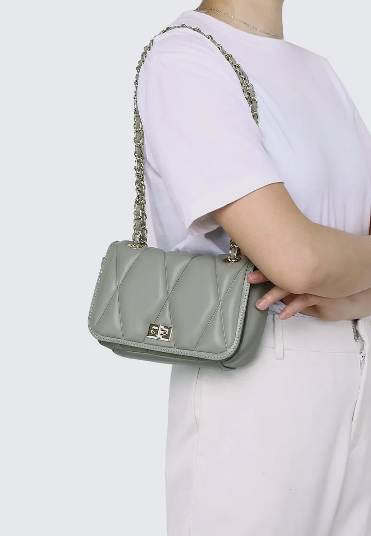 Raina Quilted Chain Strap Bag (Olive Drab)