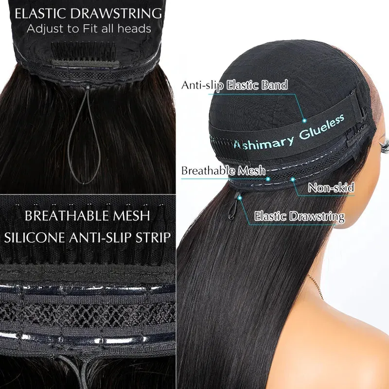 Ready to Wear Straight Out of the Box Glueless HD Transparent Lace Closure Wig with Pre Cut Lace & Bleached Knots