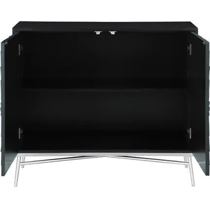 Rectangular 2-Door Accent Cabinet Black And Silver