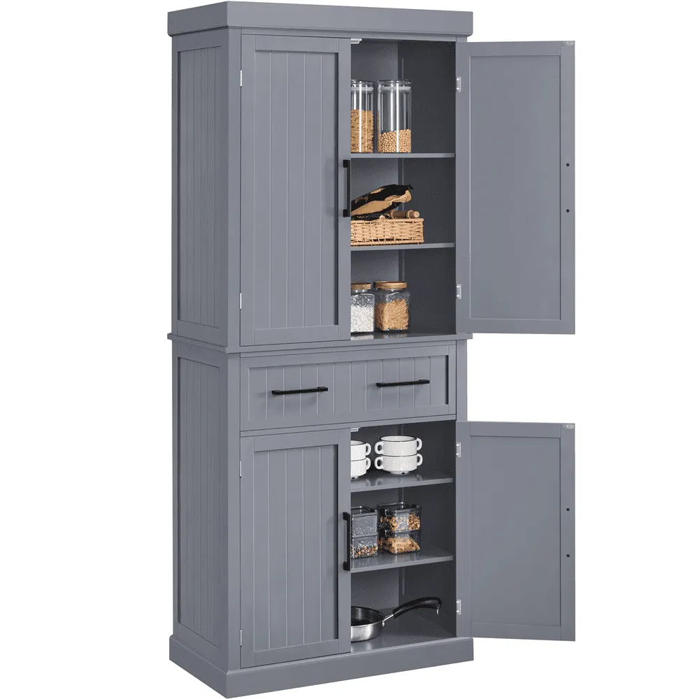Renwick 72.5'' H Freestanding Pantry Cabinet with Doors and Adjustable Shelves,Dark Gray - use_like_new