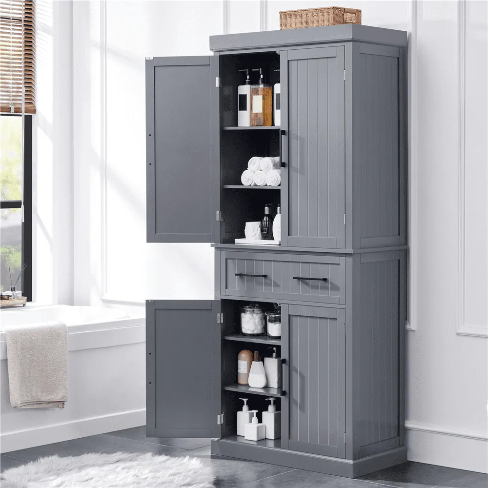 Renwick 72.5'' H Freestanding Pantry Cabinet with Doors and Adjustable Shelves,Dark Gray - use_like_new