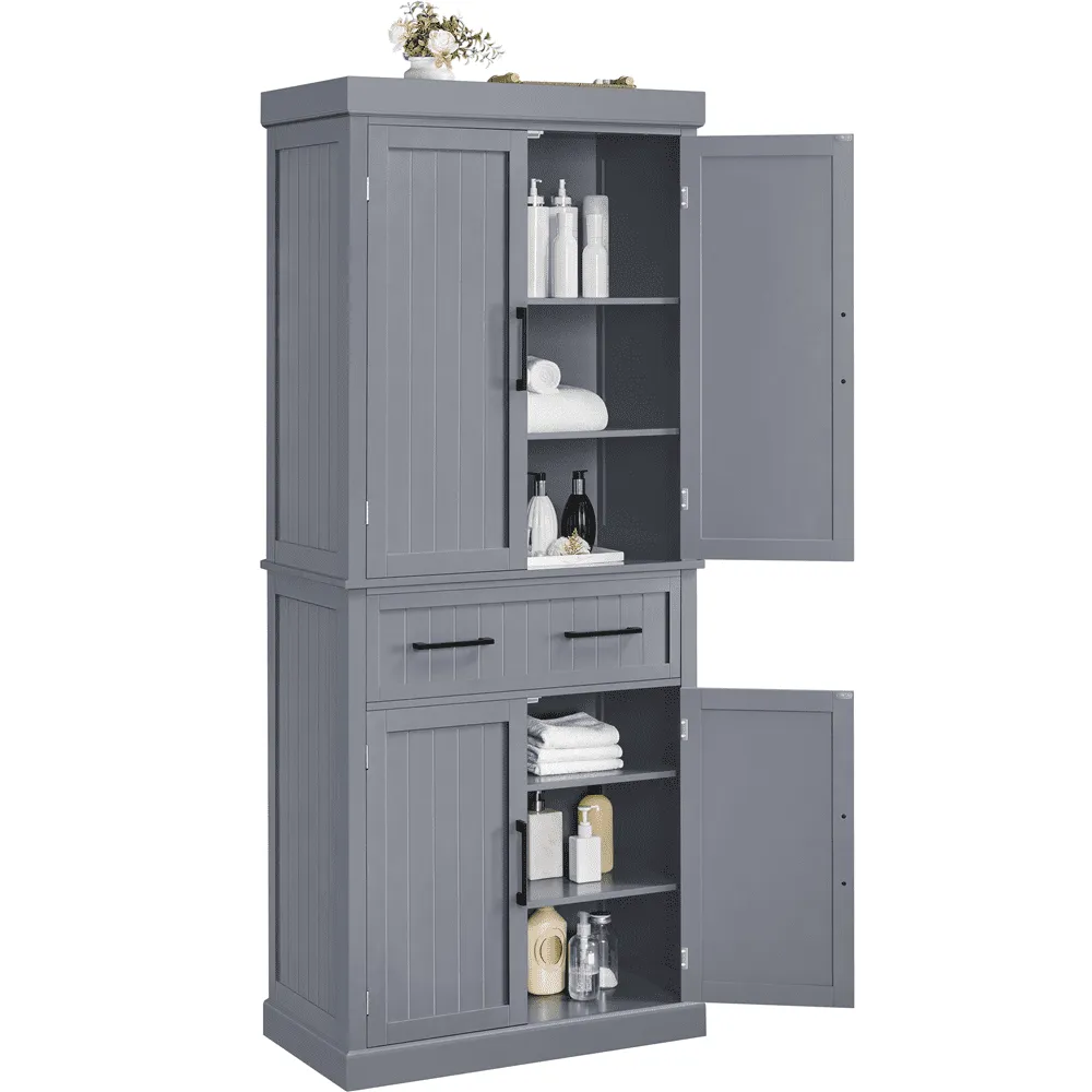Renwick 72.5'' H Freestanding Pantry Cabinet with Doors and Adjustable Shelves,Dark Gray - use_like_new