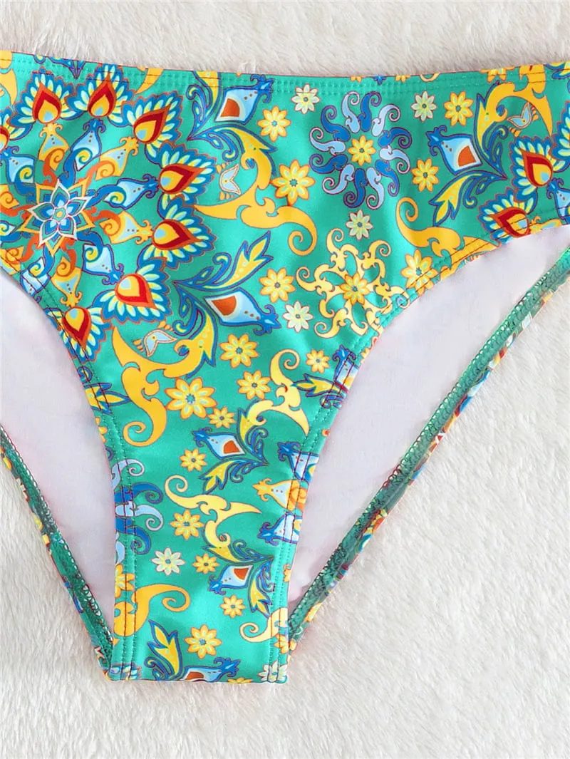 Retro print color-blocking Bikini - Picture 1 / S