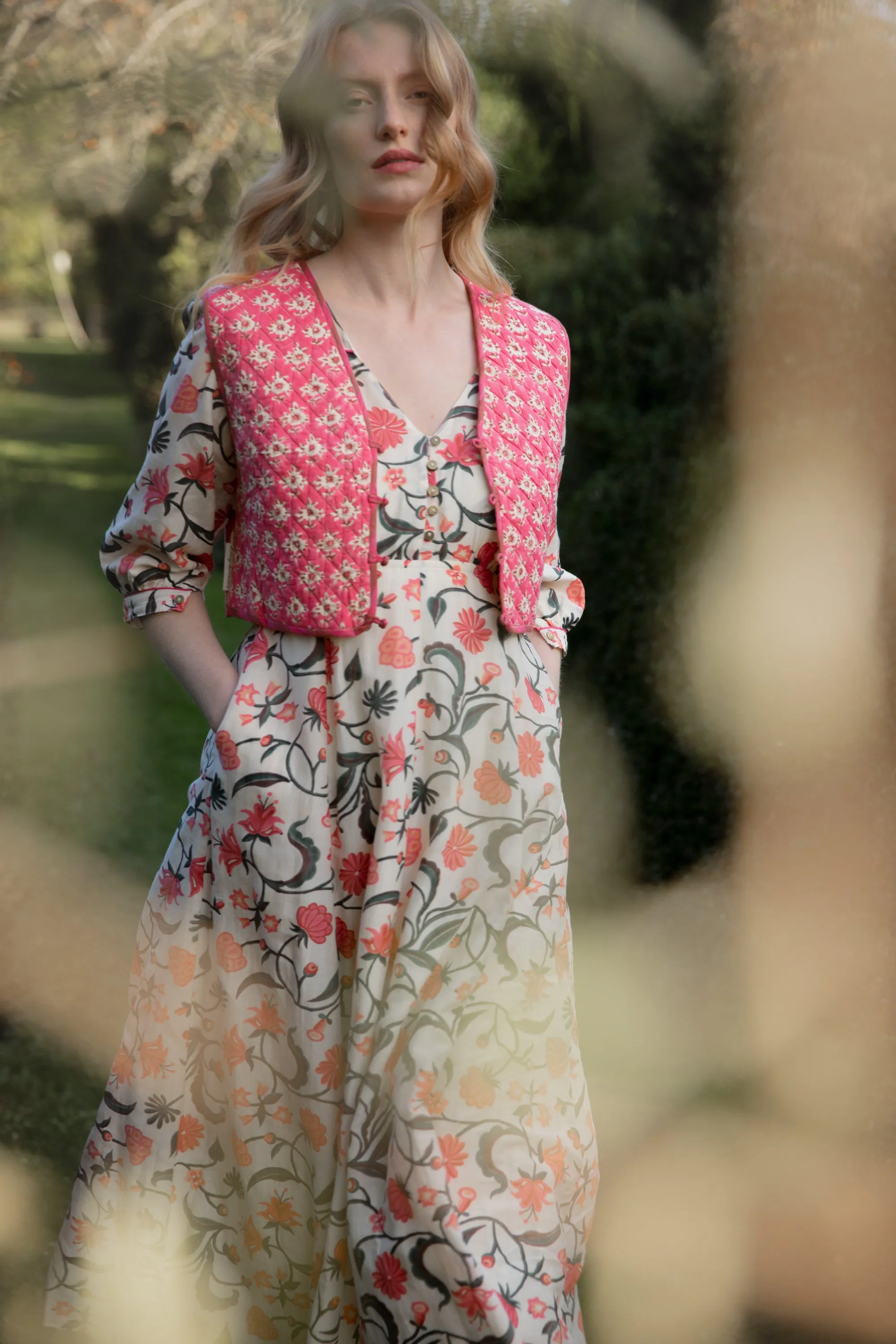 Reversible Pina Waistcoat in Morris Rose