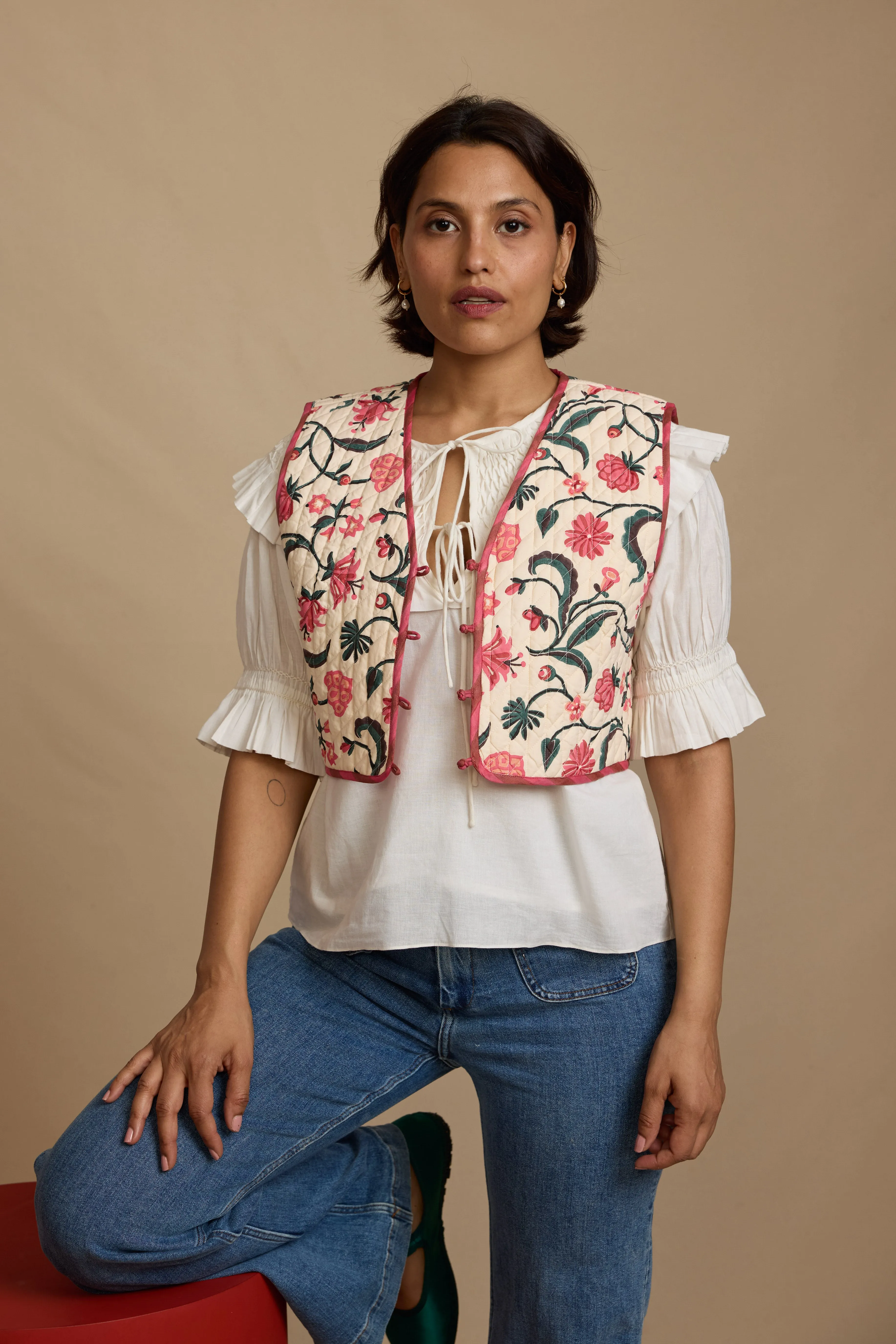 Reversible Pina Waistcoat in Morris Rose