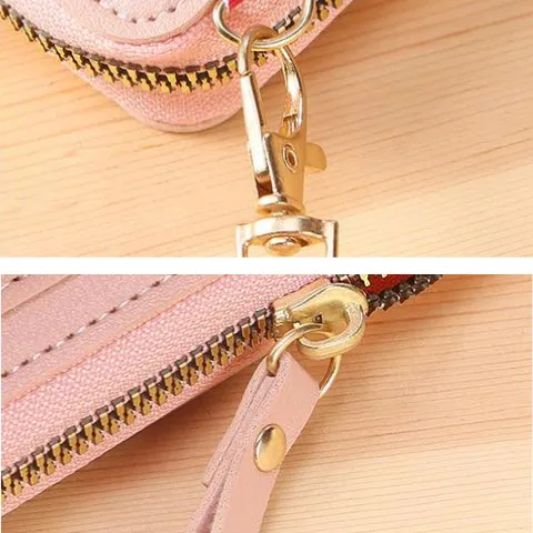 RFID Anti-theft Protection Mobile Phone Slot Leather Wallets Shoulder Bag