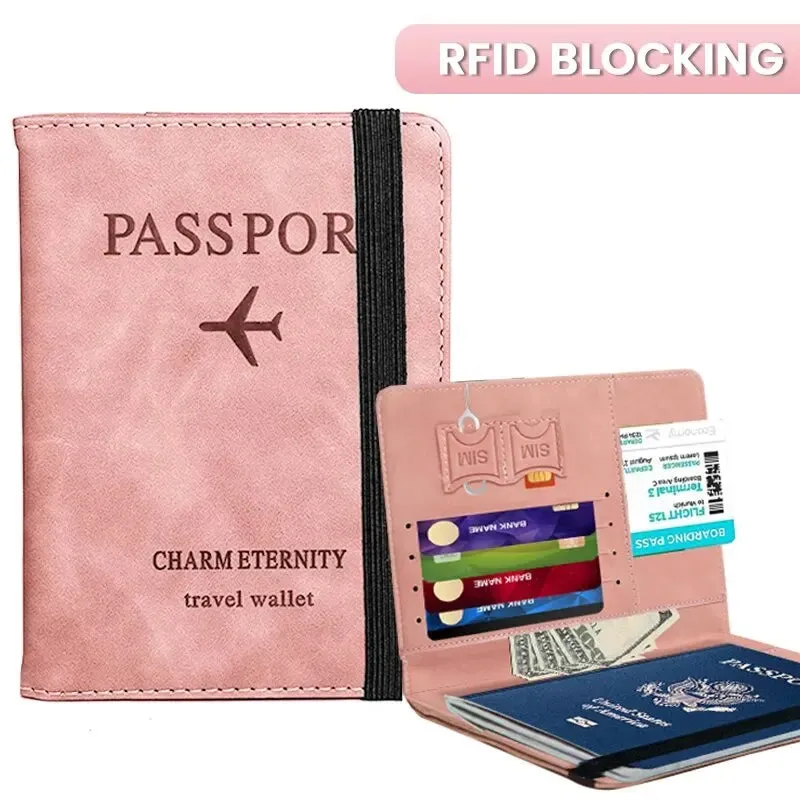 RFID Passport Holder PU Leather Wallet Case Travel Essentials for Men & Women