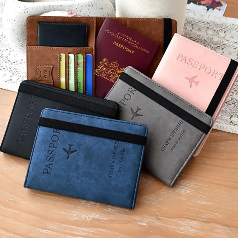 RFID Passport Holder PU Leather Wallet Case Travel Essentials for Men & Women