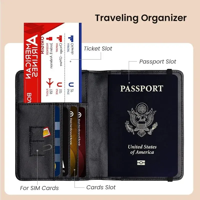 RFID Passport Holder PU Leather Wallet Case Travel Essentials for Men & Women