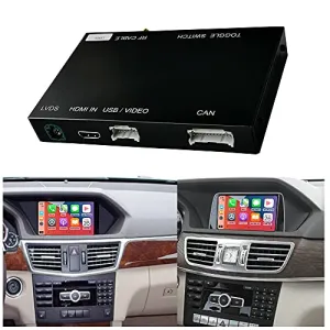 Road Top Wireless Carplay Android Auto Retrofit Kit Decoder for Mercedes Benz E Class W212 E Coupe 2012-2015 Year NTG4.5/4.7, Support Mirrorlink, Camera, Original Car Knob Control