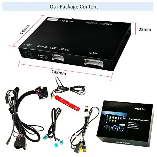 Road Top Wireless Carplay Android Auto Retrofit Kit Decoder for Mercedes Benz E Class W212 E Coupe 2012-2015 Year NTG4.5/4.7, Support Mirrorlink, Camera, Original Car Knob Control