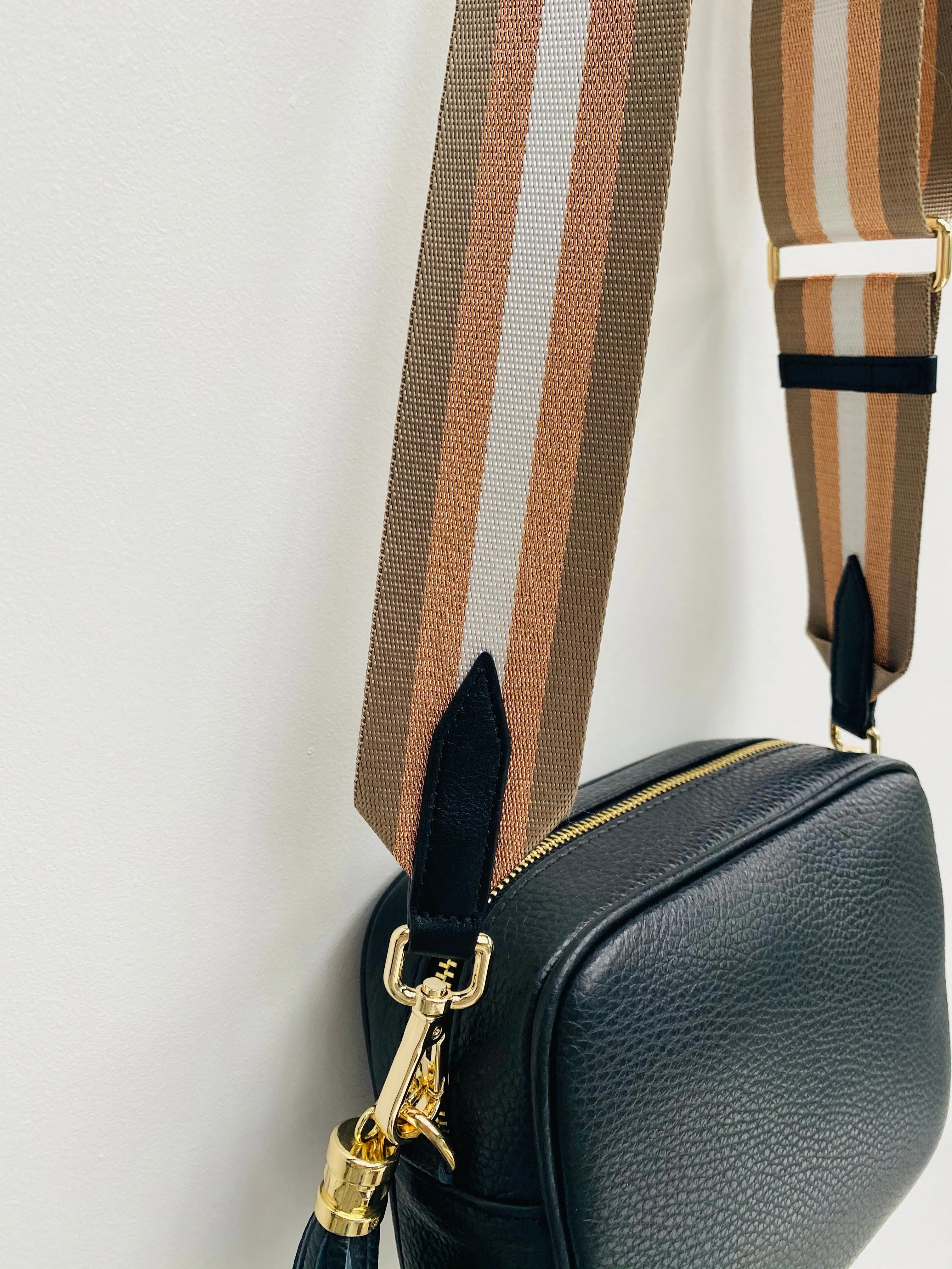 Rose Gold and Taupe Stripe Bag Strap
