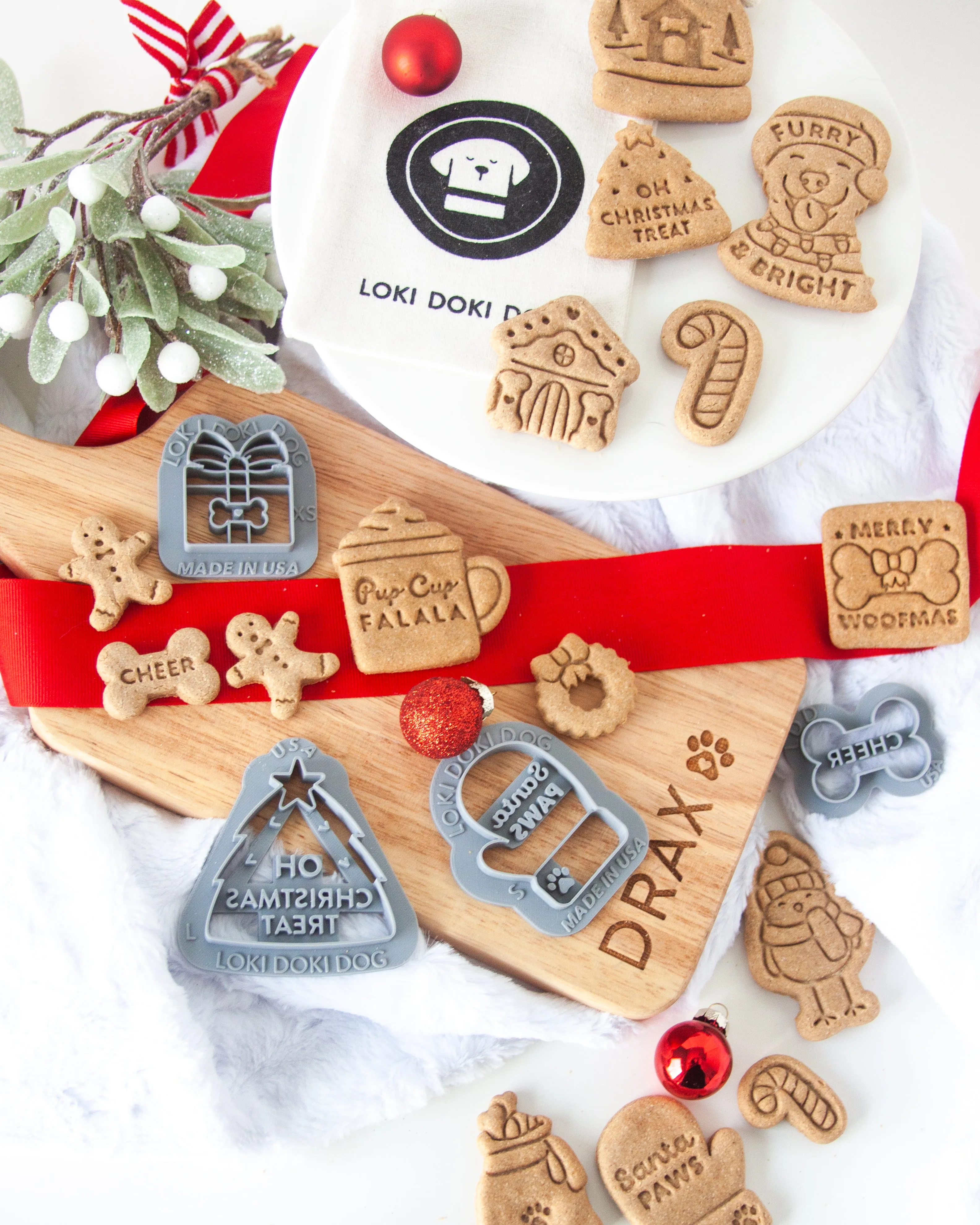 Santa Sack For Puppy Dog with Bones & Ball- Dog Biscuit Cookie Cutter