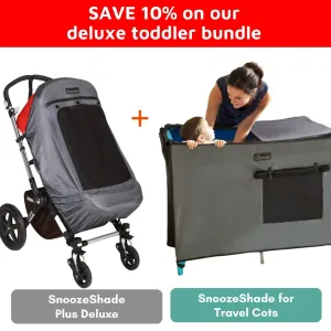 SAVE 10% | Deluxe Toddler Sun and Sleep Bundle | SnoozeShade buggy sunshade and travel cot blackout cover