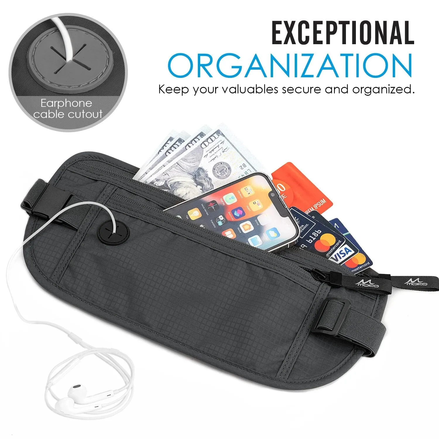 Secure Travel Money Belt Undercover Hidden Rfid Blocking Travel Wallet Anti-theft Passport Wallets for Men & Women
