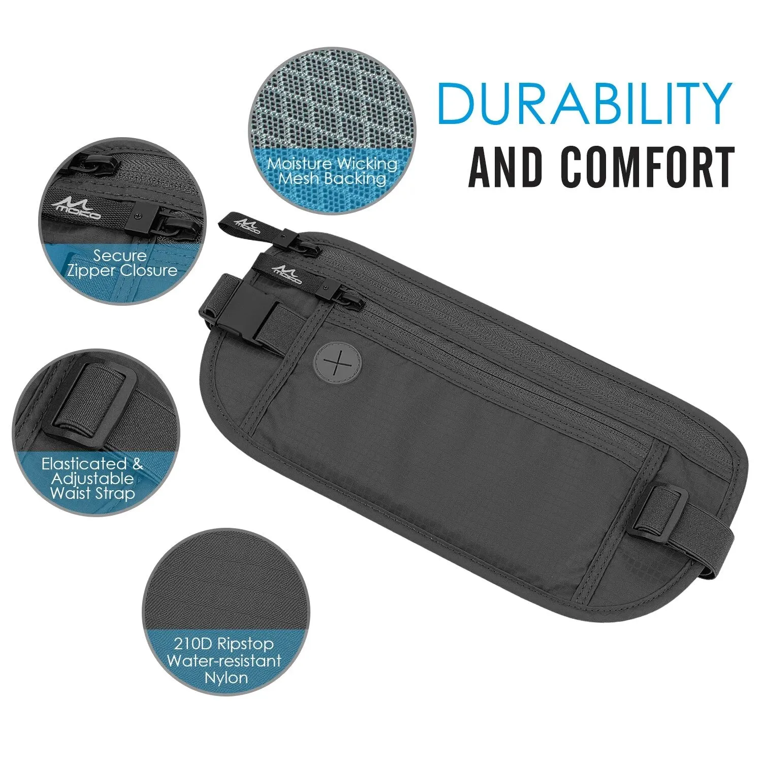 Secure Travel Money Belt Undercover Hidden Rfid Blocking Travel Wallet Anti-theft Passport Wallets for Men & Women