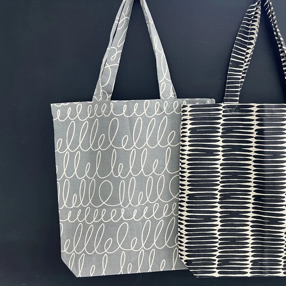 See Design Tote Bag - Grey   White Scribbles