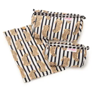 Serendipity Cotton Cosmetic Bag Set - Leopard