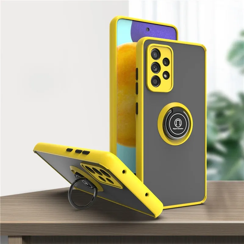 Shockproof Magnetic Case For Samsung Galaxy With Ring Holder Kickstand