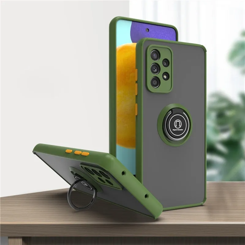Shockproof Magnetic Case For Samsung Galaxy With Ring Holder Kickstand