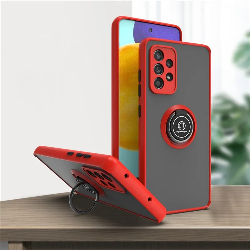 Shockproof Magnetic Case For Samsung Galaxy With Ring Holder Kickstand