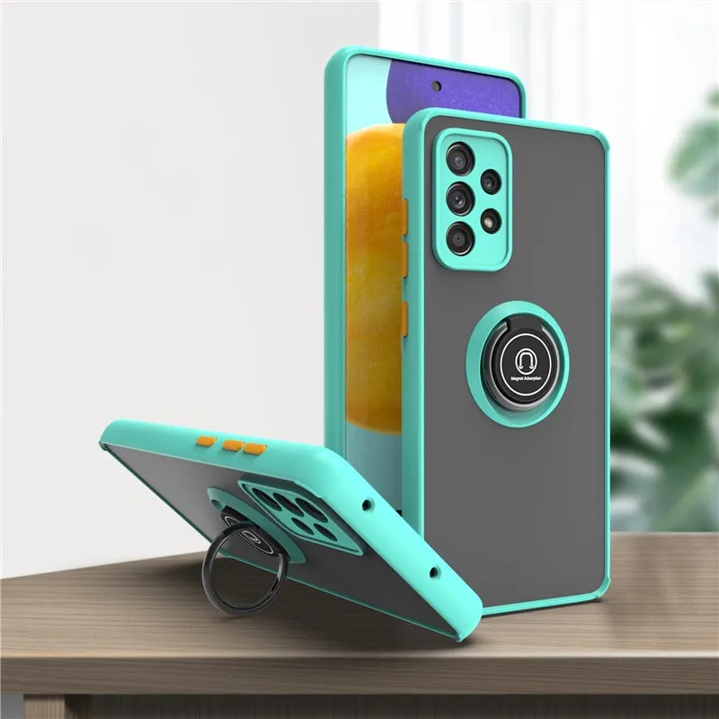 Shockproof Magnetic Case For Samsung Galaxy With Ring Holder Kickstand