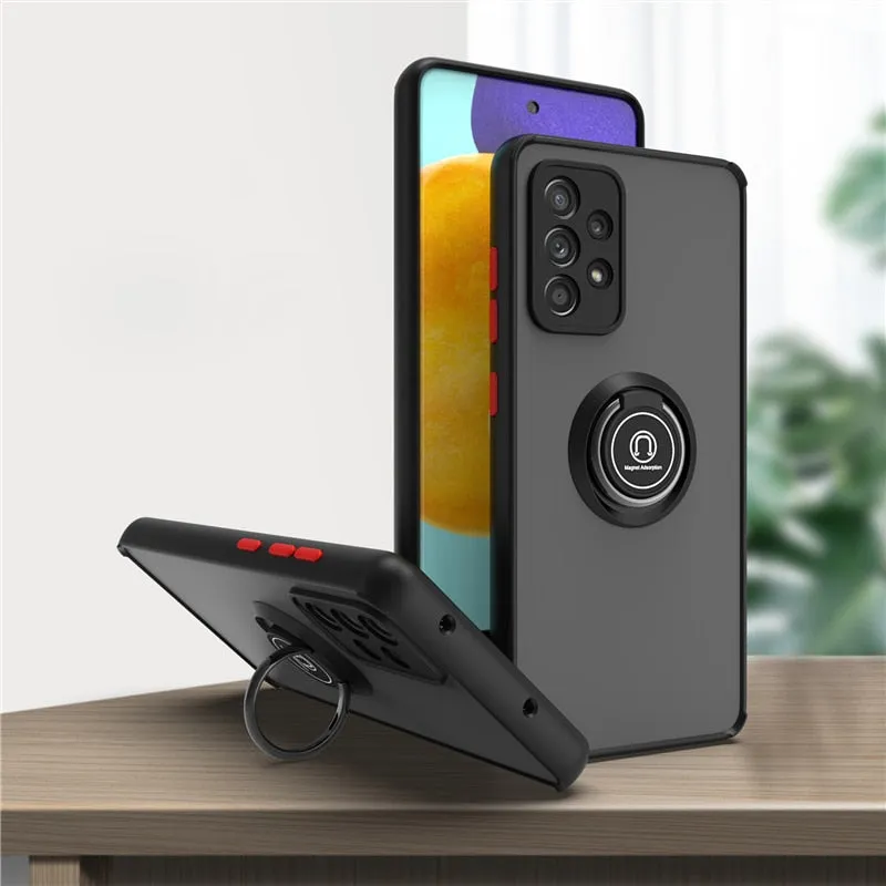 Shockproof Magnetic Case For Samsung Galaxy With Ring Holder Kickstand