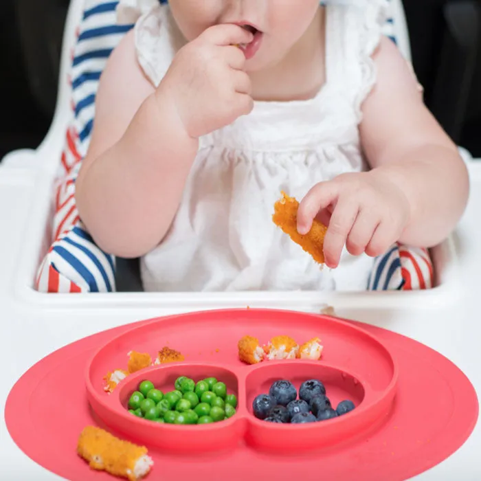 Silicone Feeding Placemat and 3-Section Plate