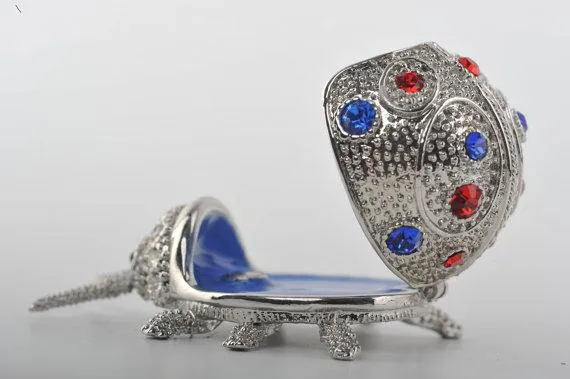 Silver Beetle with Red & Blue Spots