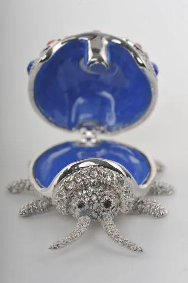 Silver Beetle with Red & Blue Spots