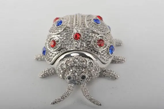 Silver Beetle with Red & Blue Spots