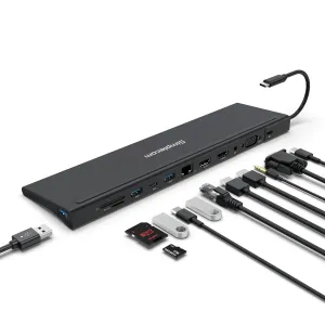 Simplecom CHN622 USB-C 12-in-1 Multiport Docking Station Laptop Stand Dual HDMI   VGA Triple Display Gigabit LAN