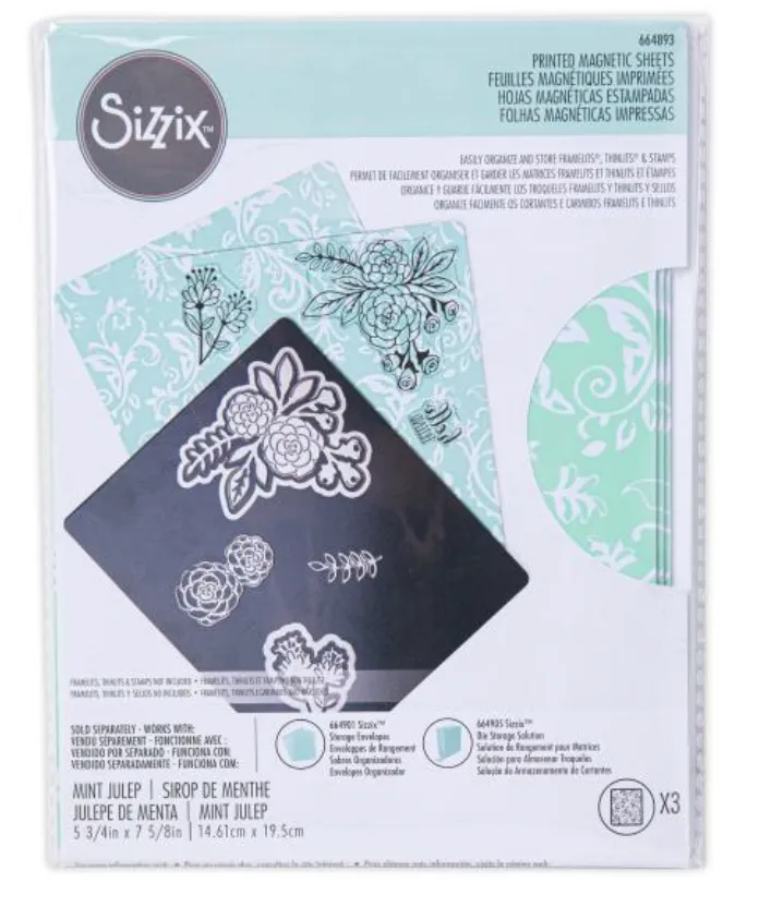 Sizzix 6.75x5.75 Mint Julep Printed Magnetic Sheets {C601}