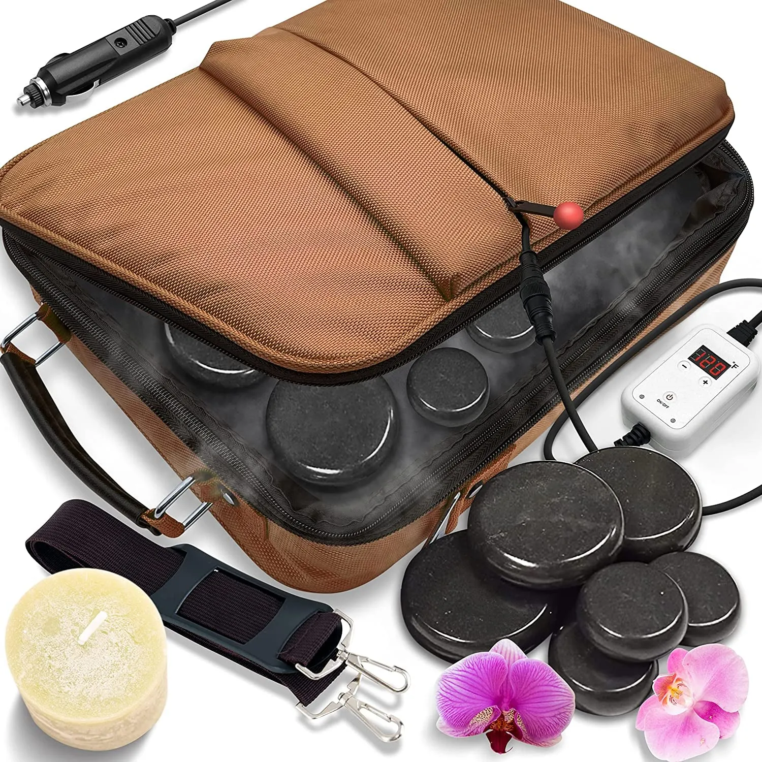 Soothing Massage Stone Warmer Set