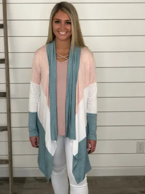 Spring Waterfall Color Block Cardigan