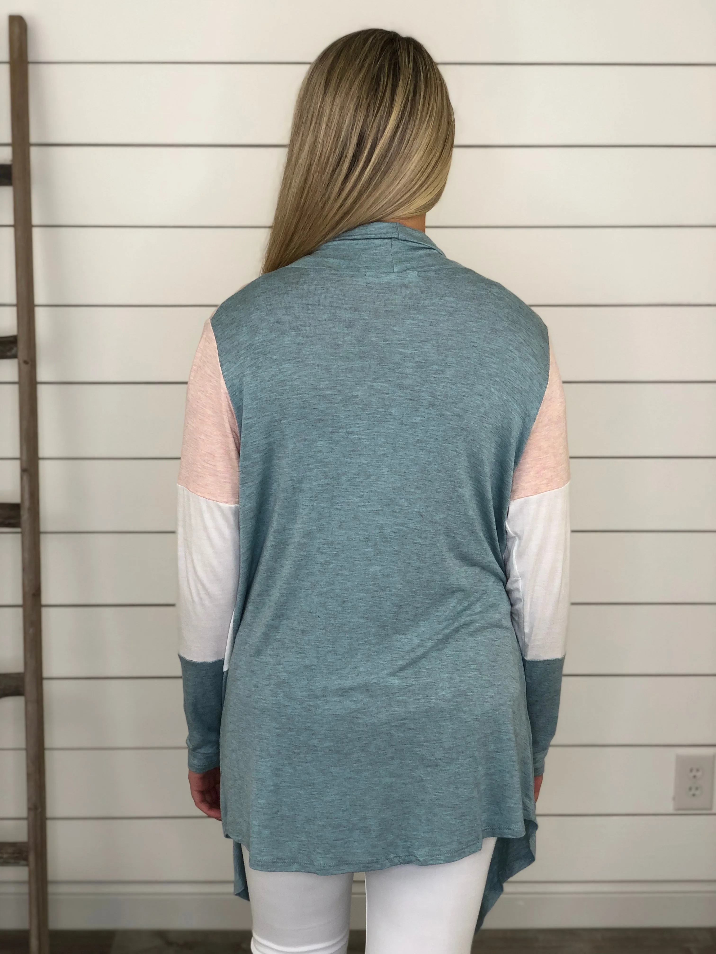 Spring Waterfall Color Block Cardigan
