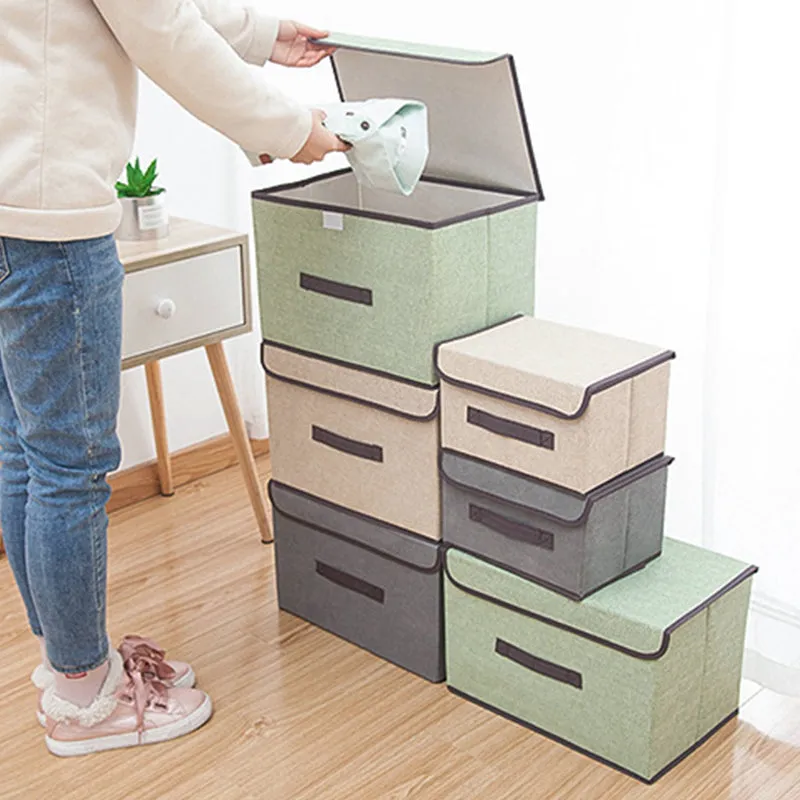 Storage Boxes with Lids No Smell Polyester Fabric Clear Storage Baskets Containers