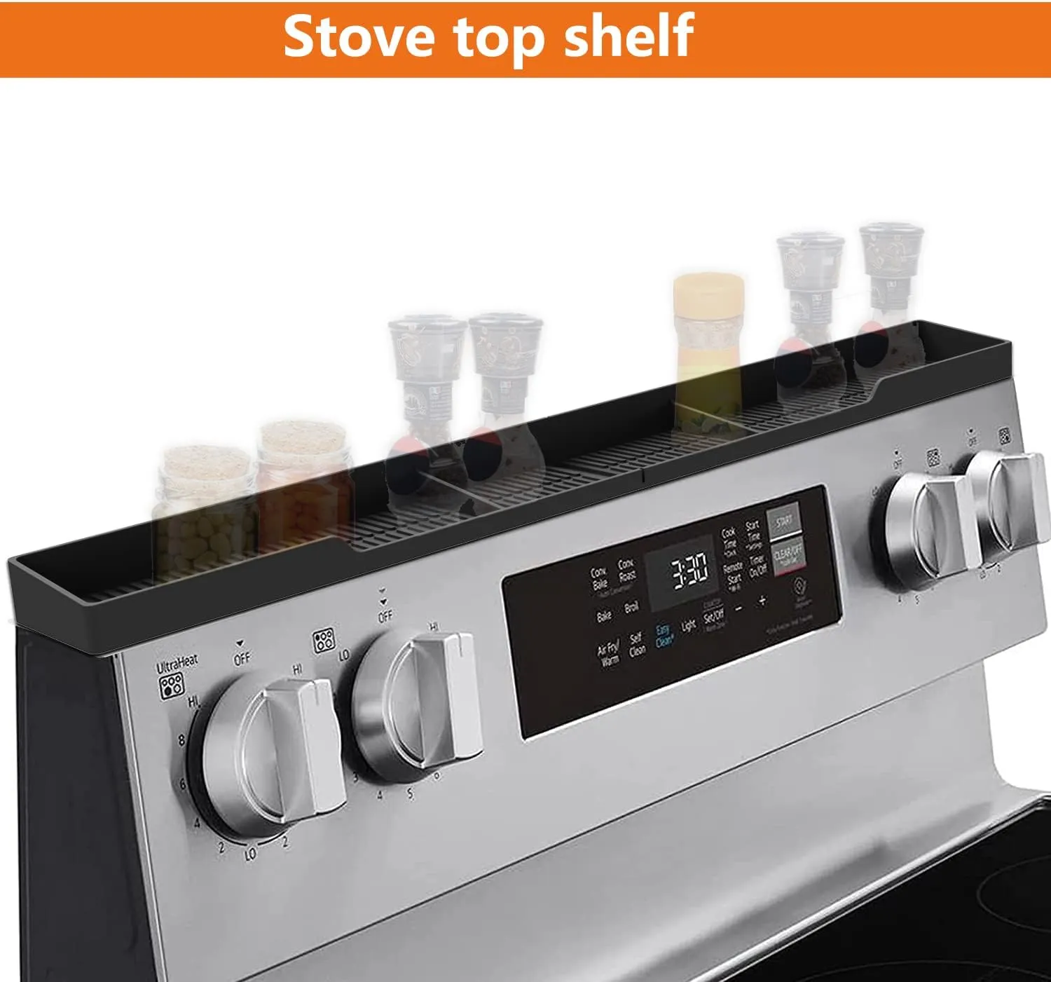 Stove Top Shelf 30" Silicone Magnetic Shelf for Stove 3 Functional Partitions