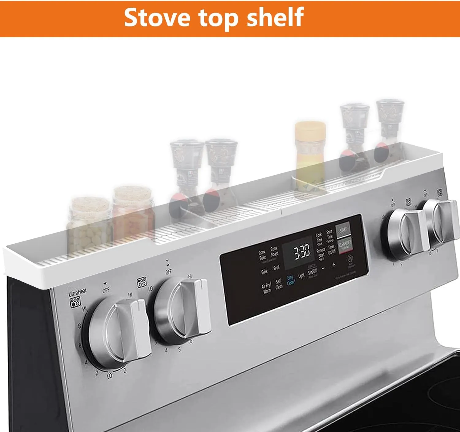 Stove Top Shelf 30" Silicone Magnetic Shelf for Stove 3 Functional Partitions