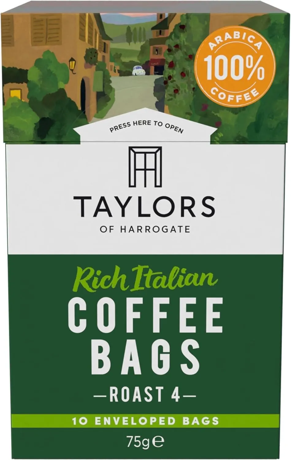 Taylors of Harrogate Rich Italian Coffee Bags, "Roast 4", 10 Enveloped Bags best before 10/25