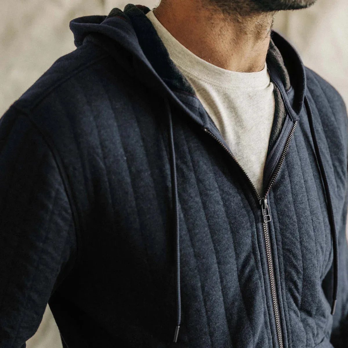 The Apres Zip Hoodie in Heather Midnight Quilt