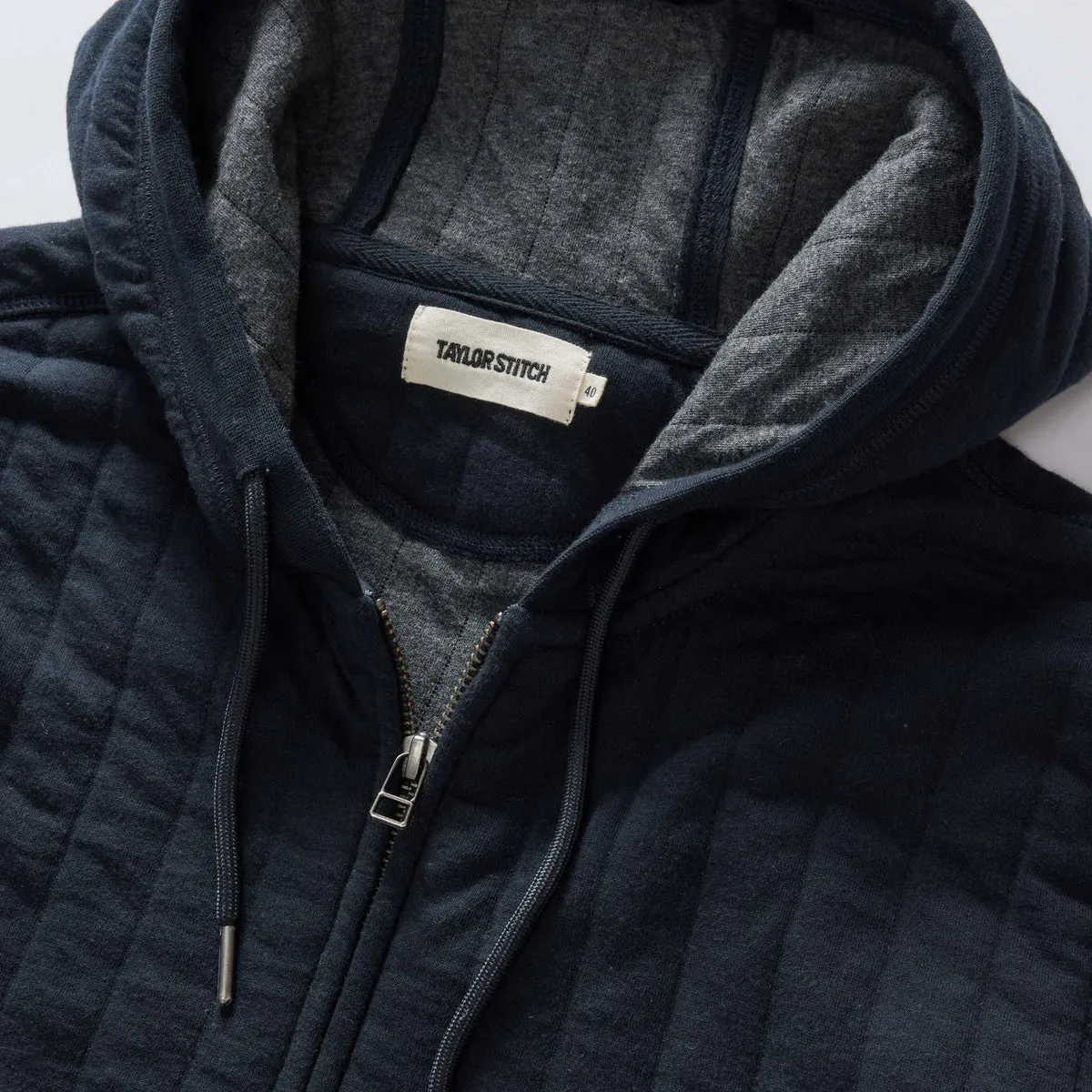 The Apres Zip Hoodie in Heather Midnight Quilt