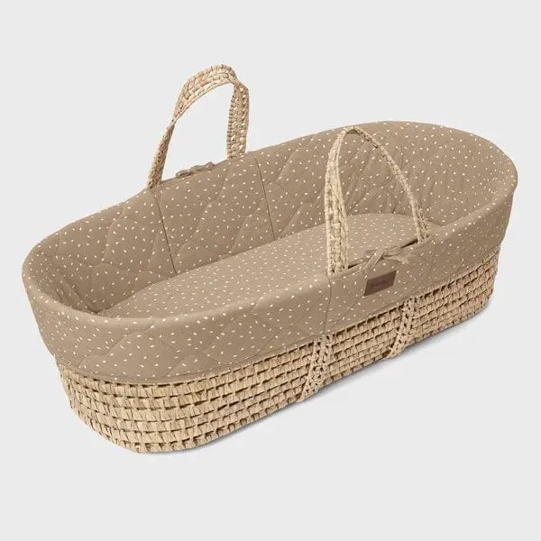 The Little Green Sheep Quilted Moses Basket Bundle - Truffle Rice