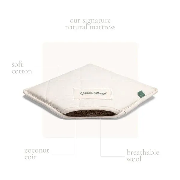 The Little Green Sheep Quilted Moses Basket Bundle - Truffle Rice
