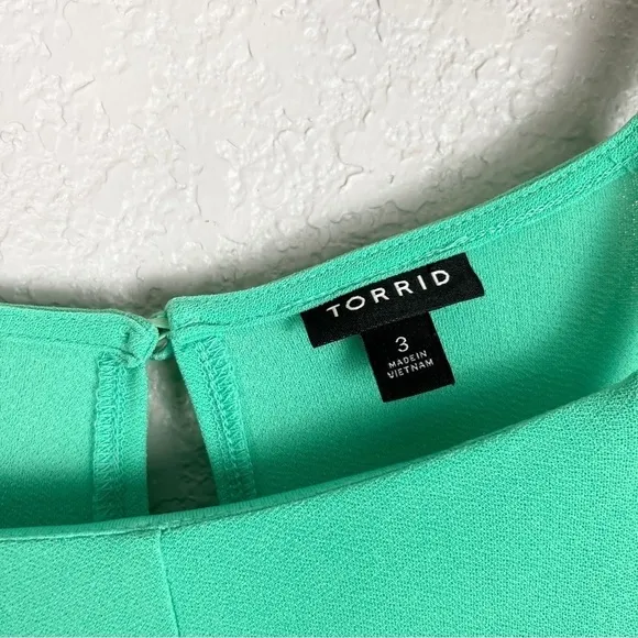 Torrid Turquoise Crepe High Neck Skater Dress w/Pockets 3 / 3X - EUC, Aqua Green