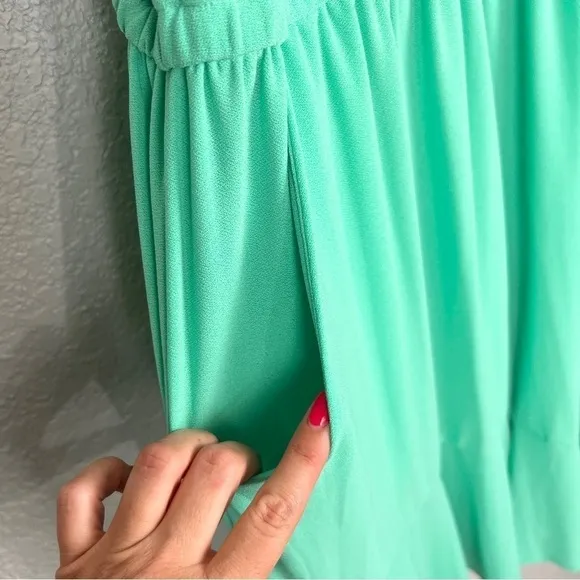Torrid Turquoise Crepe High Neck Skater Dress w/Pockets 3 / 3X - EUC, Aqua Green