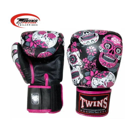 Twins Special Boxing Gloves Muerto Skull [Black/Pink]
