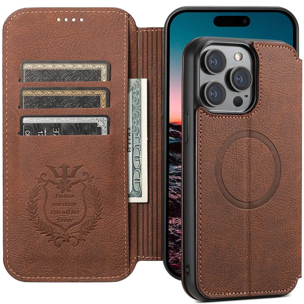 Wallet iPhone Case Compatible with MagSafe Magnetic Wireless Charging