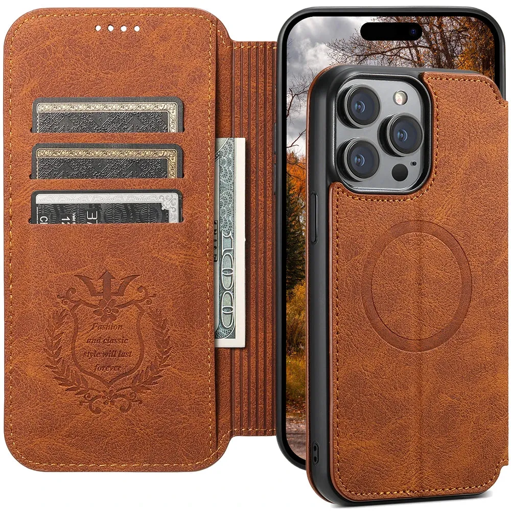 Wallet iPhone Case Compatible with MagSafe Magnetic Wireless Charging