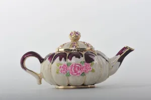 White Teapot with Pink Roses